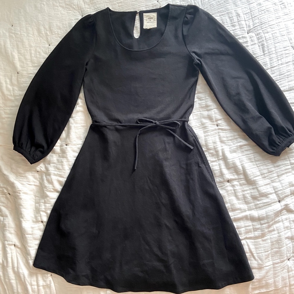 Hope & Henry Women’s Black Long-sleeve Dress. Organic Cotton, Maternity Friendly - Picture 3 of 14